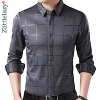 2021 marka Casual wiosenna luksusowa chusta z długim rękawem Slim Fit koszula męska Streetwear koszula na przyjęcia towarzyskie koszule męskie mody Jersey 2309